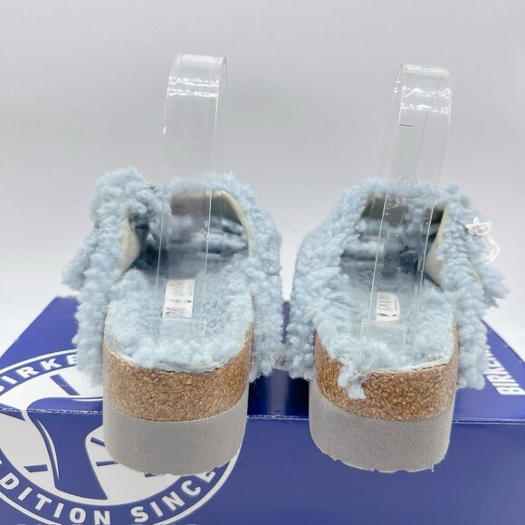 Birkenstock Arizona Big Buckle Shearling Teddy Blue Platform Sandals Women EU 42 - Picture 8 of 13